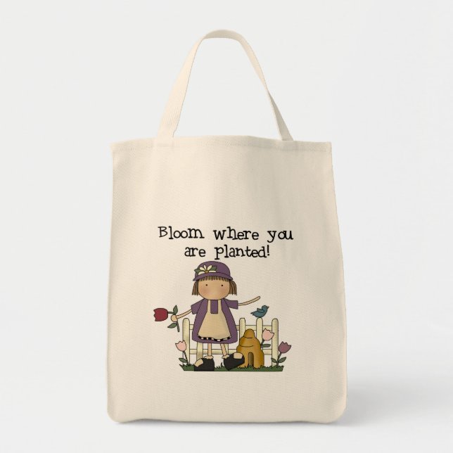 Bolsa Tote Flor onde você é camiseta e presentes plantados (Frente)
