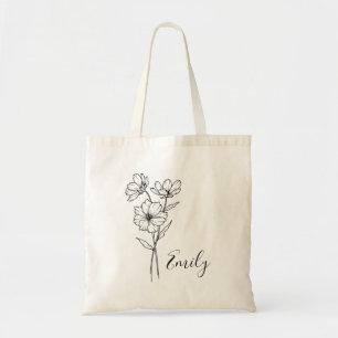 Bolsa Tote Flor Personalizada do Mês de Nascimento com Nome C