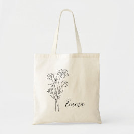 Bolsa Tote Flor Personalizada do Mês de Nascimento com Nome P