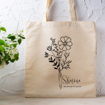 Bolsa Tote Flor Personalizada do Mês de Nascimento do Boho de<br><div class="desc">Um belo buquê botânico moderno do cosmos representa o mês de nascimento de outubro. O presente ideal para mostrar a sua pessoa favorita o quanto você se importa. Perfeito para todas as ocasiões, incluindo aniversários, melhores amigos, Dia de as mães, presente de damas de honra, madrinha de casamento, nova mãe,...</div>