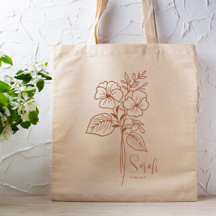 Bolsa Tote Flor Personalizada do Mês de Nascimento Fevereiro