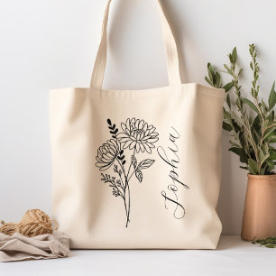 Bolsa Tote Flor Personalizado do Mês de Nascimento, novembro