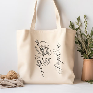 Bolsa Tote Flor Personalizado do Mês de Nascimento, setembro