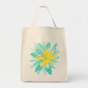Bolsa Tote flor pintado mão