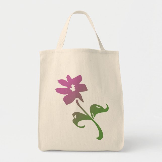 Bolsa Tote Flor poética rosa e verde (Frente)