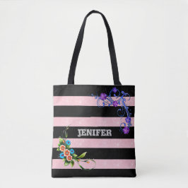 Bolsa Tote Flor púrpura elegante Floral Preta Rosa