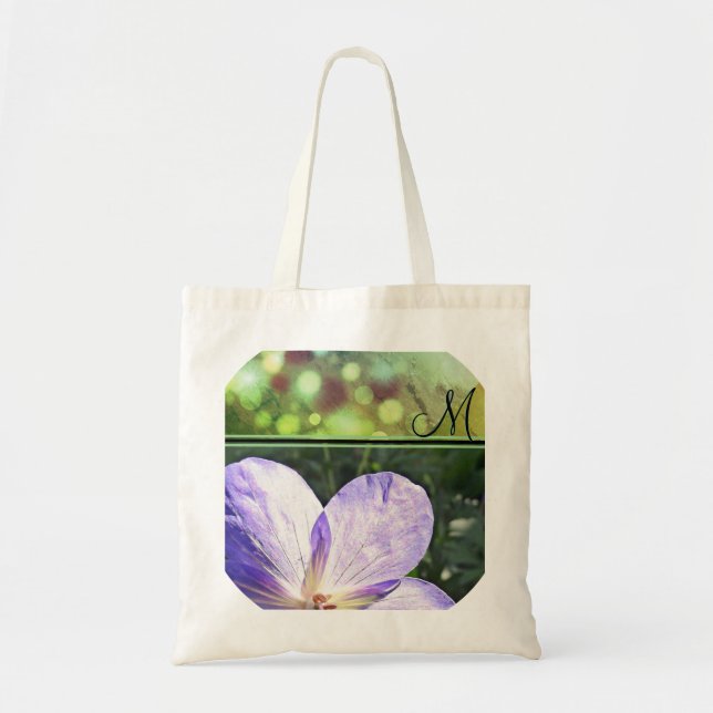 Bolsa Tote Flor púrpura Sol (monograma) (Frente)