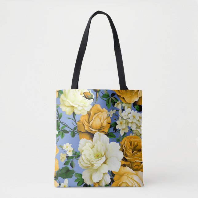Bolsa Tote Flor Rosa Amarelo Grande (Frente)