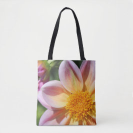 Bolsa Tote flor rosa, centro amarelo brilhante - foto macro