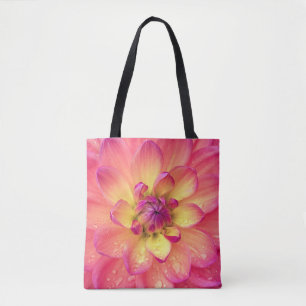 Bolsa Tote Flor rosa coral dahlia