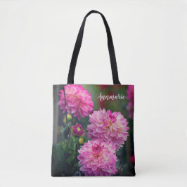 Bolsa Tote Flor Rosa e Branco Dahlia Personalizada