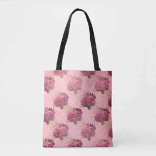 Bolsa Tote Flor Rosa Floral Roxa Vintage