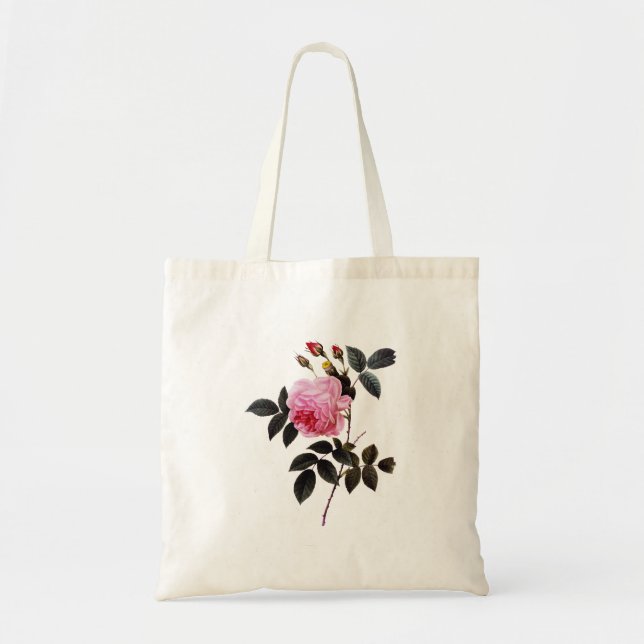 Bolsa Tote Flor rosa rosa, Pierre Joseph Redouté (Frente)