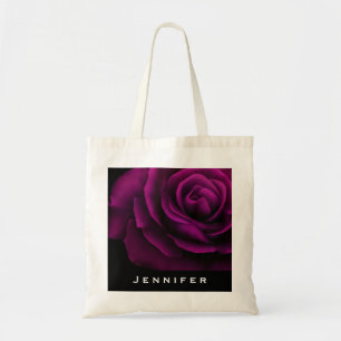 Bolsa Tote Flor roxa gótico da rosa vermelha