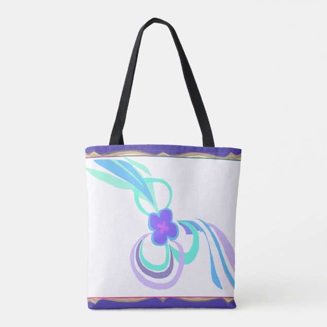 Bolsa Tote Flor Roxo Com Fitas (Verso)