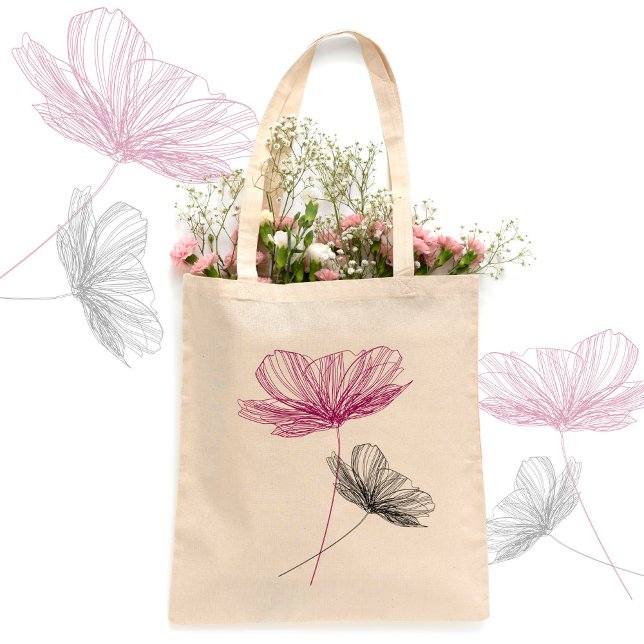 Bolsa Tote Flor Roxo Simples e Elegante Boho Girly Artsy (Criador carregado)