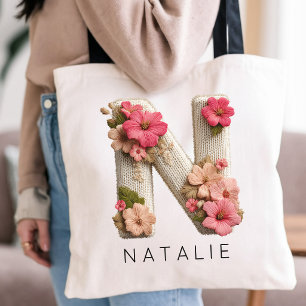 Bolsa Tote Flor Silvestre Personalizada Aniversário Inicial