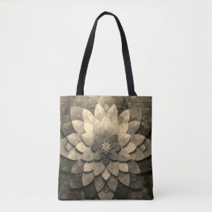 Bolsa Tote Flor Texturizada com Mandala, Ouro antigo