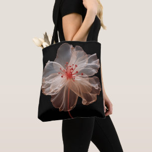 Bolsa Tote Flor translúcida elegante a preto