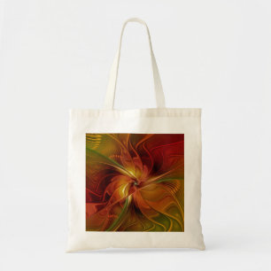 Bolsa Tote Flor verde-laranja-abstrato Vermelho Castanho-Cast