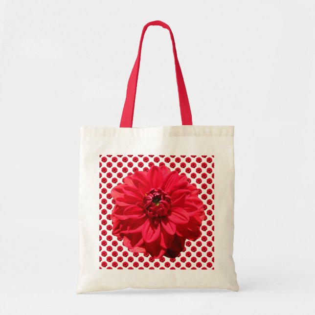 Bolsa Tote Flor vermelha botânica da dália (Frente)
