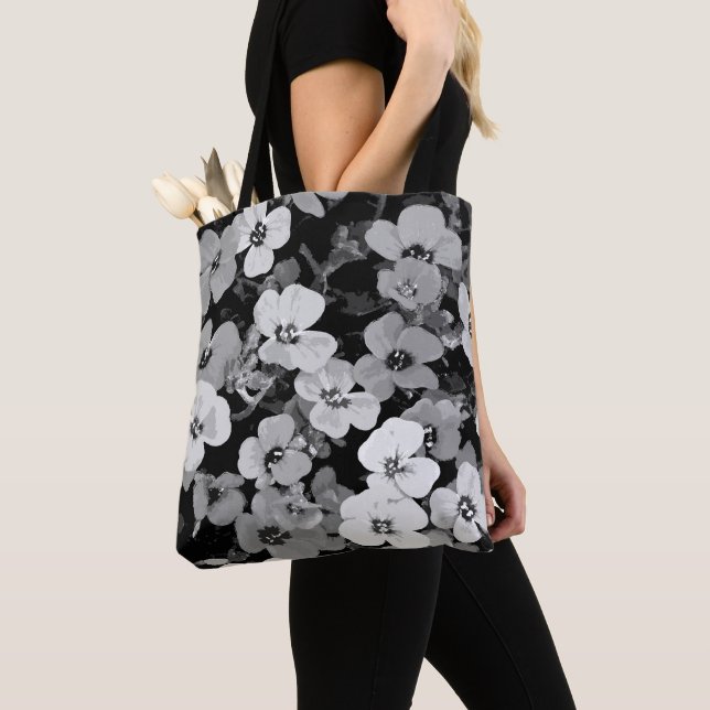 Bolsa Tote Flor Vermelha de Cores Aquáticas 2 (Close Up)