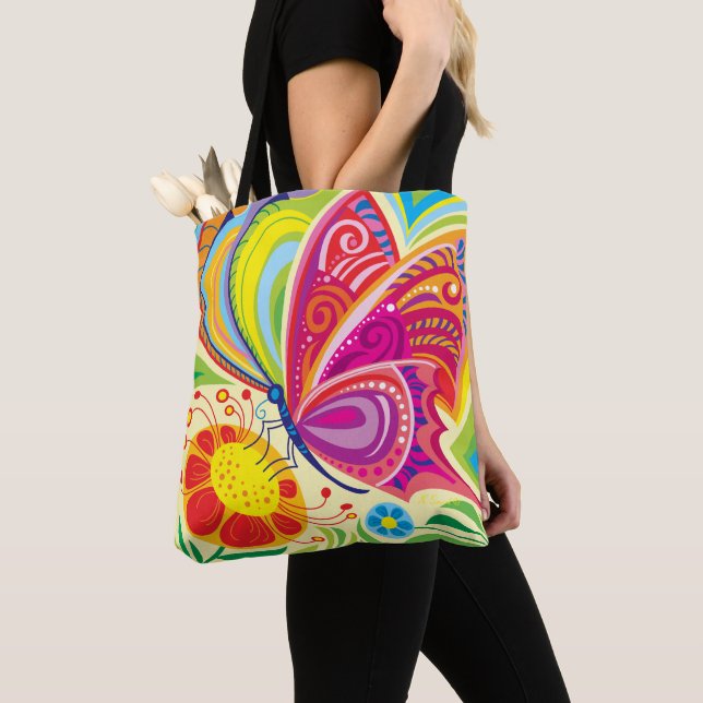 Bolsa Tote Flora Esvoaçante Iluminada pelo Sol (Close Up)