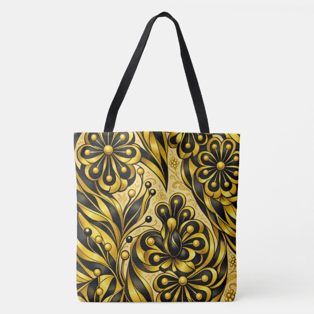 Bolsa Tote Floração de Órbita Dourada   (Frente)