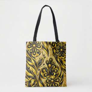 Bolsa Tote Floração de Órbita Dourada