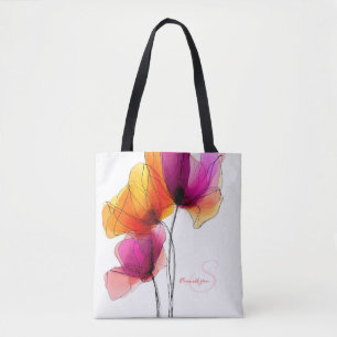 Bolsa Tote Florais Abstratos em Aquarela Personalizados Elega