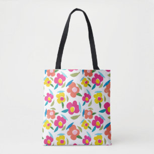 Bolsa Tote Florais brilhantes em branco