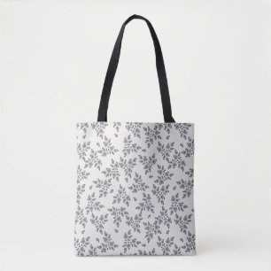Bolsa Tote Florais Delicados em Cinza