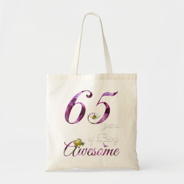 Bolsa Tote Florais Espantosos de 65 anos 1957 65º aniversário (Frente)