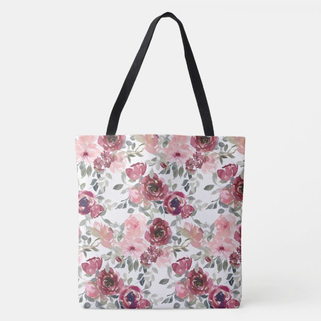 Bolsa Tote Florais Românticos (Frente)