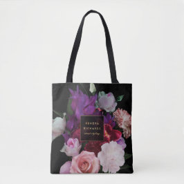 Bolsa Tote Florais Românticos Escuros Personalizados