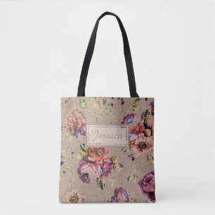 Bolsa Tote Florais Rústicos Vintage Personalizados