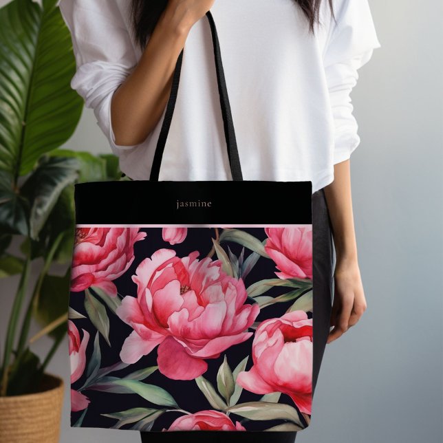 Bolsa Tote Floral a quente, cor-de-rosa (Hot Pink Floral Tote)