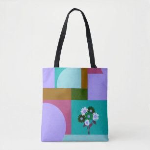 Bolsa Tote Floral Abstrata Moderna em Blocos de Co