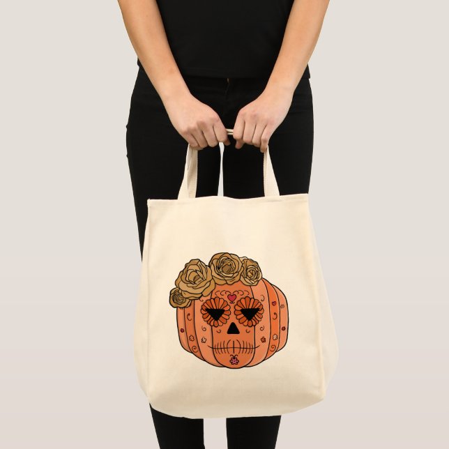 Bolsa Tote Floral Açúcar Crânio (Frente (produto))