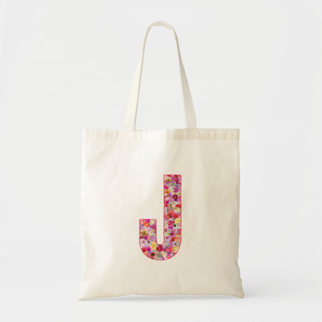 Bolsa Tote Floral Alphabet Letter J (Frente)