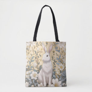 Bolsa Tote Floral Amarelo Coelho Branco-Bonito Pastel