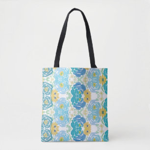 Bolsa Tote Floral Aquarela Azul e Amarelo