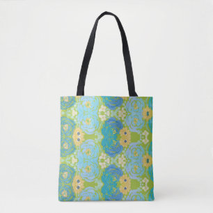 Bolsa Tote Floral Aquarela Azul e Amarelo