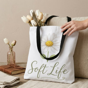Bolsa Tote Floral Aquarela Margarida Estética de V