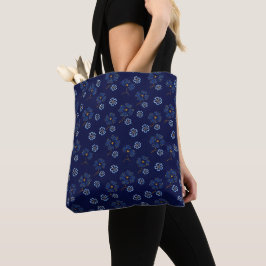 Bolsa Tote Floral Azul Escuro