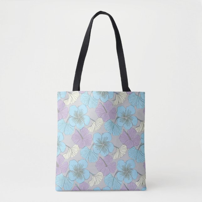 “Bolsa Tote Floral Azul Pastel (Frente)