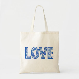 Bolsa Tote Floral Azul Real "LOVE"