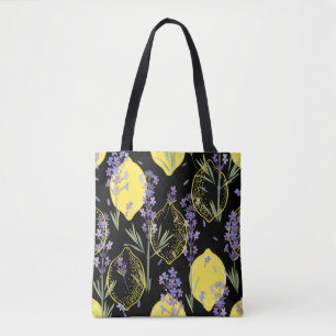 Bolsa Tote Floral background with hand-drawn lavender flowers