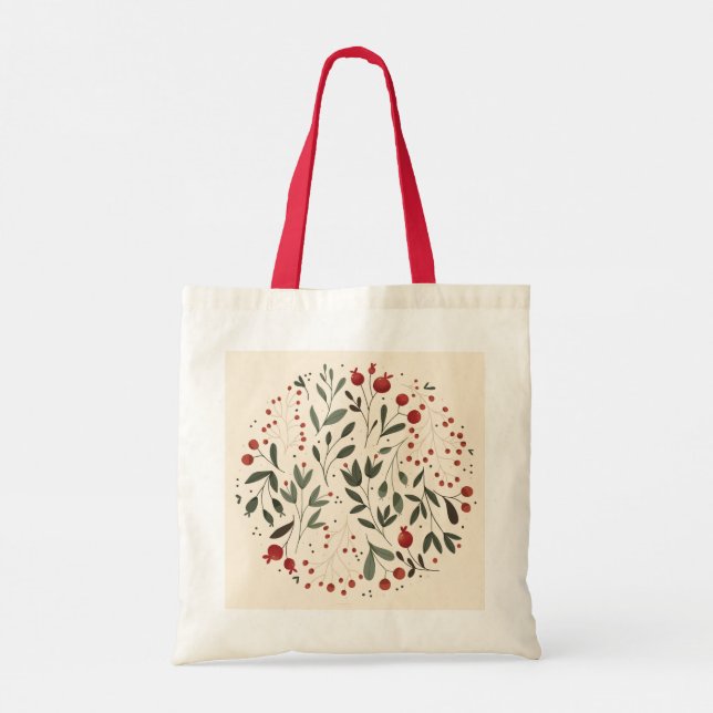 Bolsa Tote Floral Berry Circle Design (Verso)