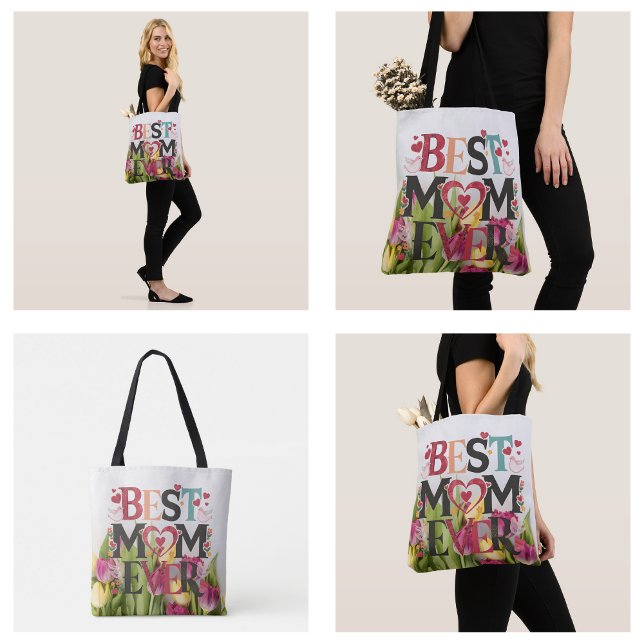Bolsa Tote Floral Best Mãe Ever Chic (Floral Best Mom Ever Chic Tote Bag
)